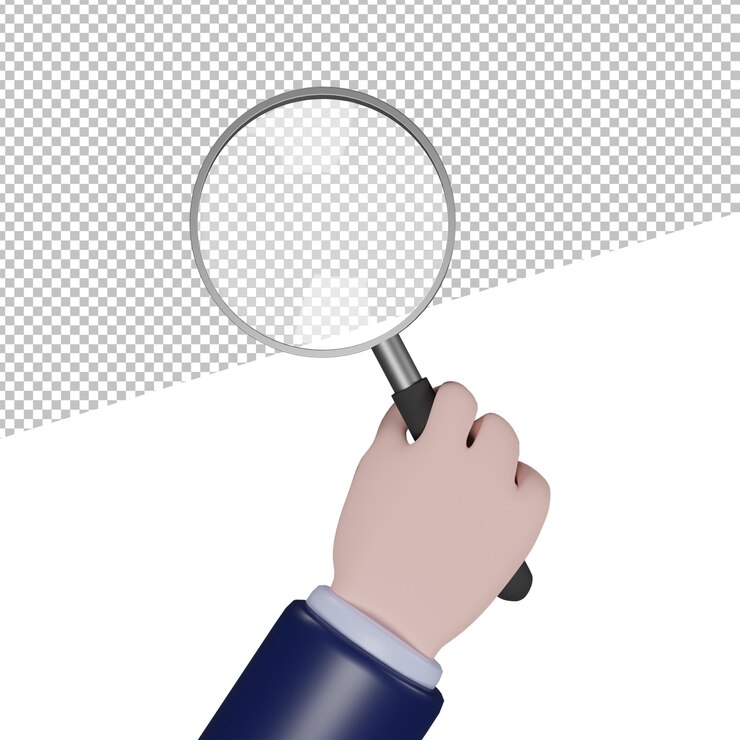 PSD magnifer on transparent background, 3d rendering illustration