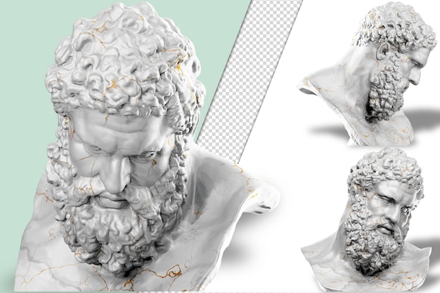 PSD magnificent 3d render of the farnese hercules bust