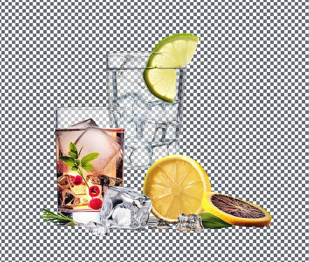 magnificent assorted traditional distilled spirit isolated on transparent background