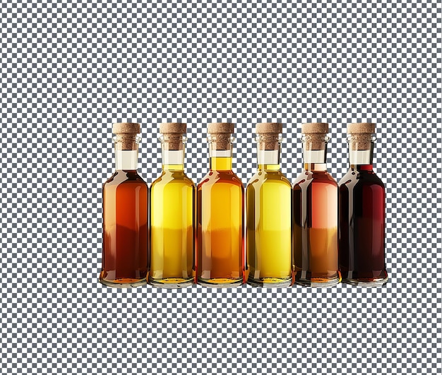 Magnificent assorted traditional distilled spirit isolated on transparent background