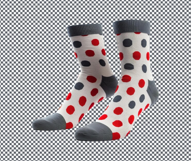 PSD magnificent blend polka dot socks isolated on transparent background