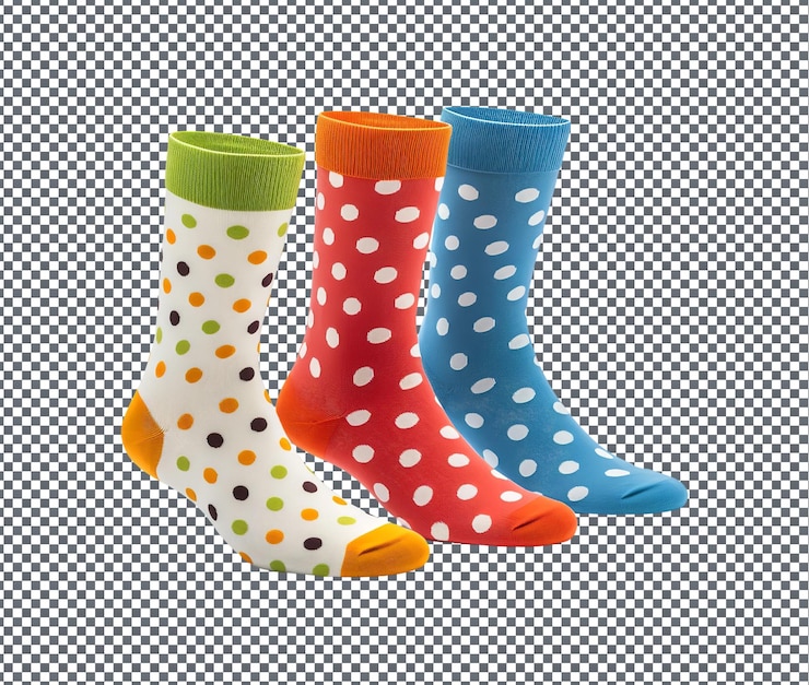 PSD magnificent blend polka dot socks izolowane na przezroczystym tle