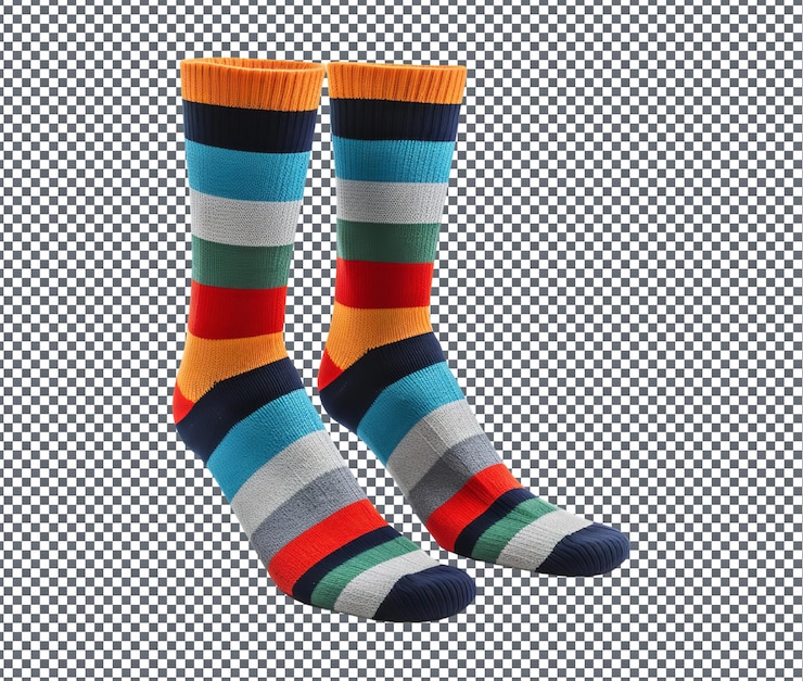 PSD magnificent blend striped over the knee socks isolated on transparent background