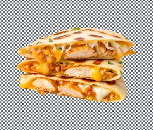 PSD magnificent chicken quesadilla isolated on white background