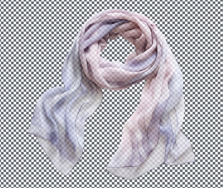 PSD magnificent chiffon overlay scarf isolated on transparent background