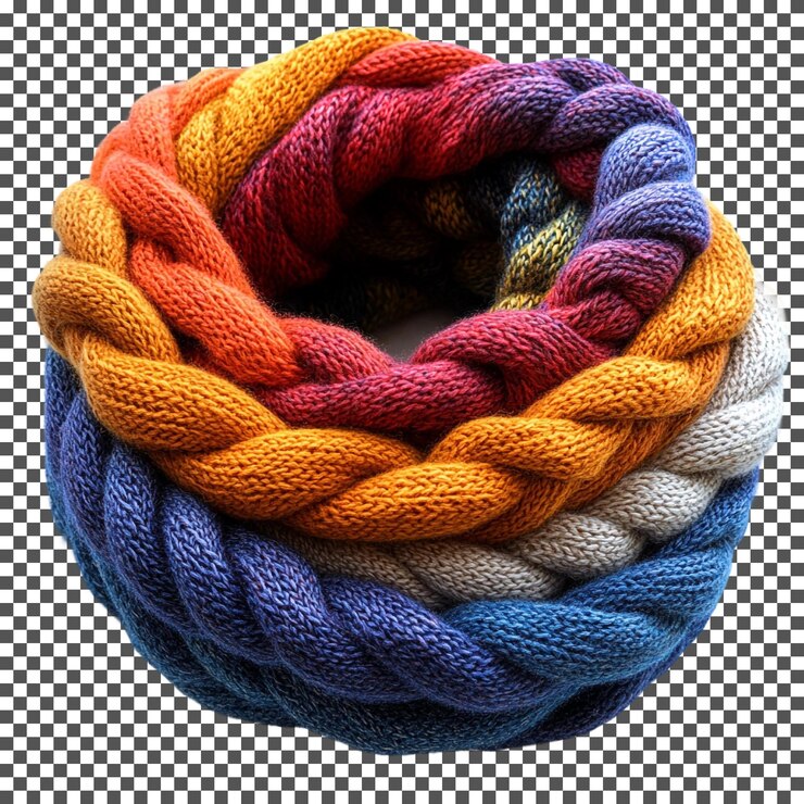 PSD magnificent chunky infinity scarf isolated on transparent background
