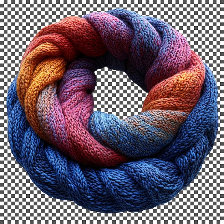 PSD magnificent chunky infinity scarf isolated on transparent background