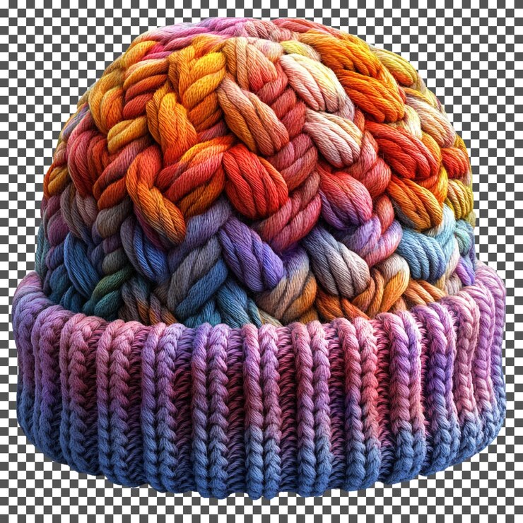 PSD magnificent chunky knit beanie isolated on transparent background