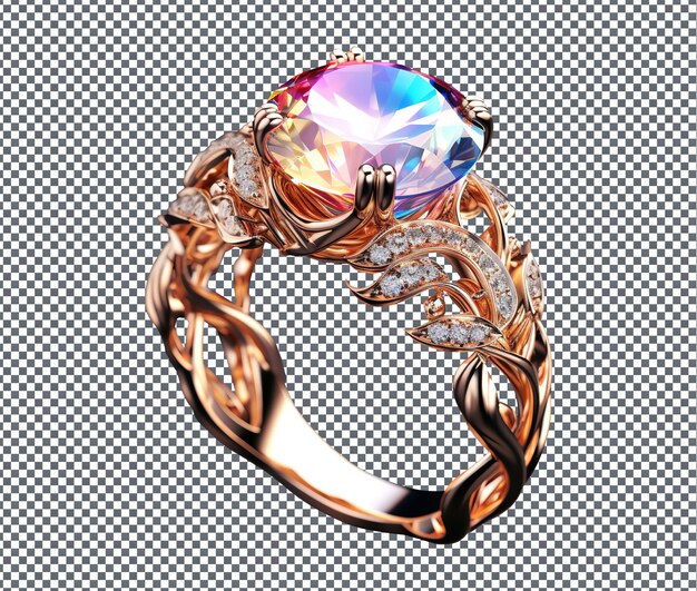 PSD magnificent crystal ring isolated on transparent background