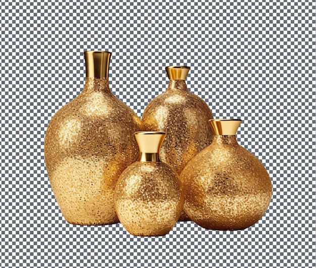 magnificent gold glitter vases isolated on transparent background