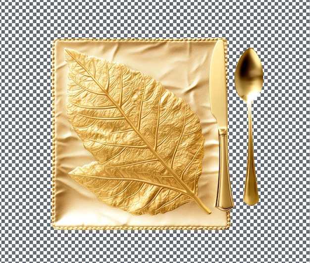 PSD 투명 한 배경 에 고립 된 웅장 한 금 잎 플레이스 매트