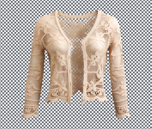 PSD magnificent lace cardigan isolated on transparent background