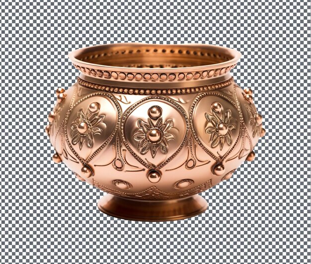 Magnificent metal diya brass isolated on transparent background