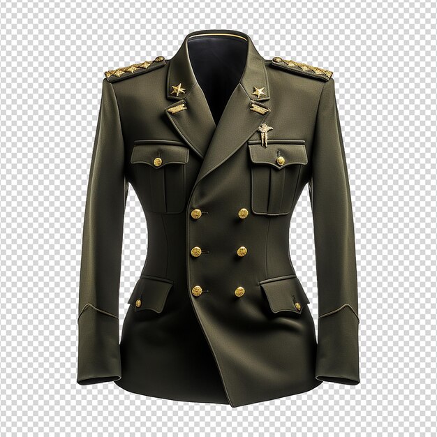 PSD magnifico blazer militare isolato su sfondo trasparente