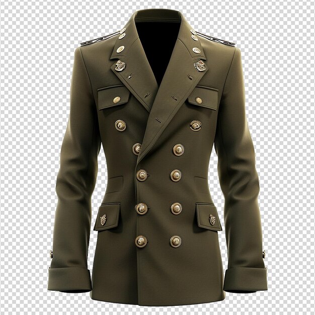 Magnifico blazer militare isolato su sfondo trasparente