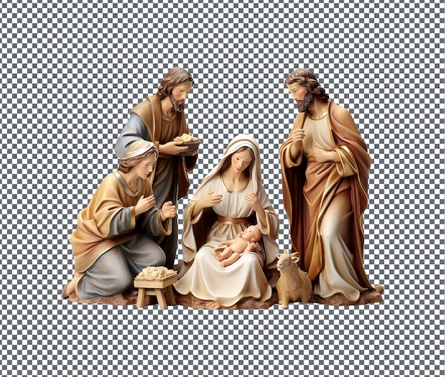 PSD magnificent nativity set isolated on transparent background