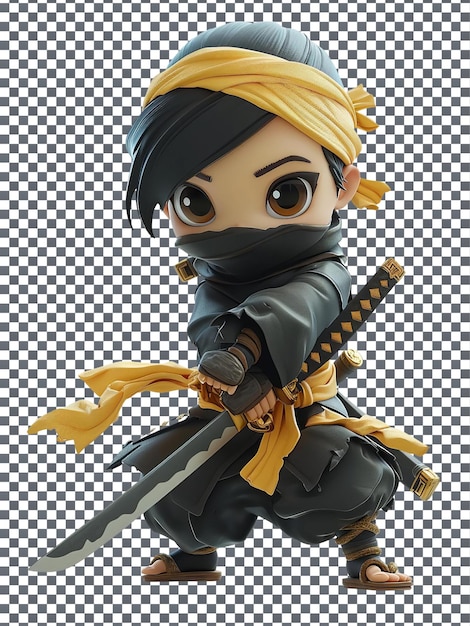 PSD magnificent ninja dual sword isolated on transparent background