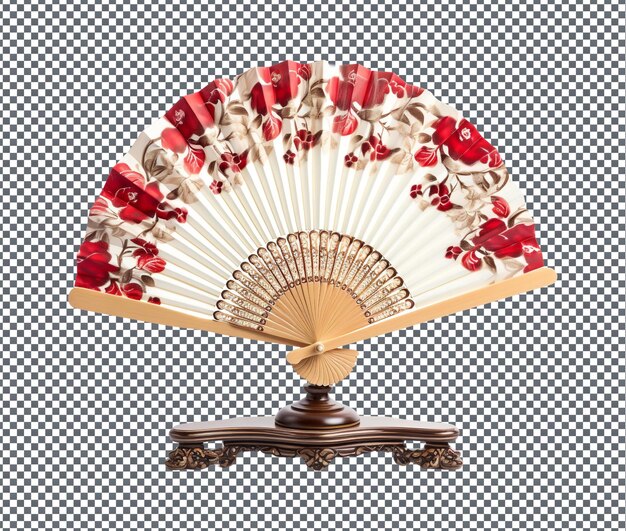 Magnificent opera hand fan stand isolated on transparent background