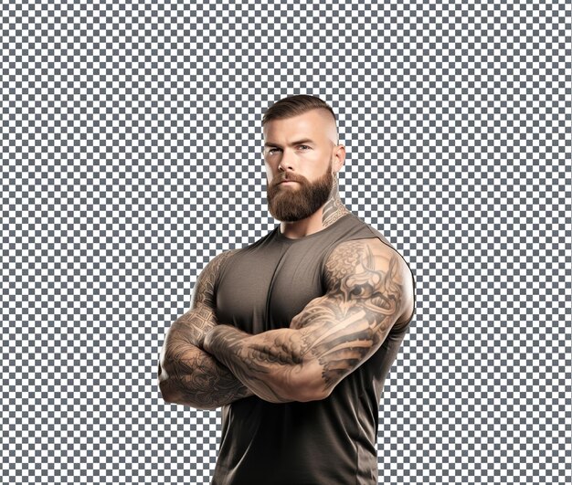 PSD magnificent powerful stylish bodybuilder isolated on transparent background
