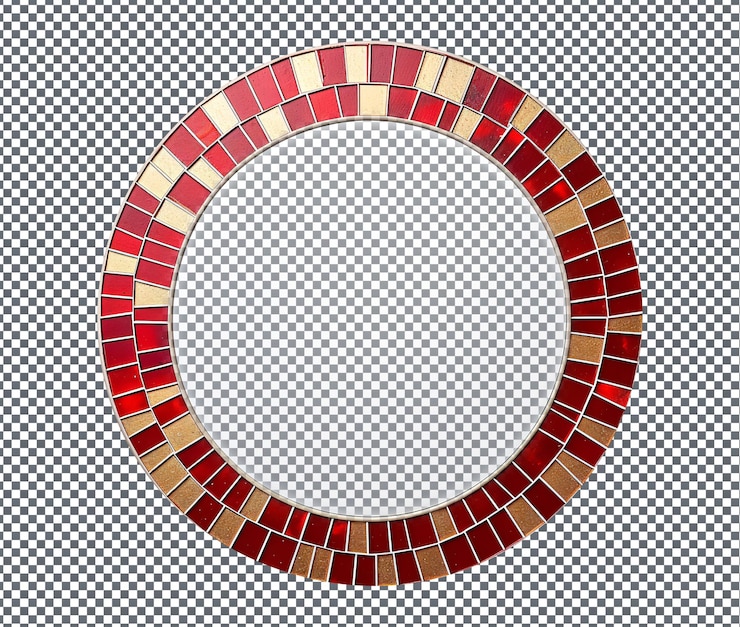 PSD magnificent red and gold mosaic isolated on transparent background