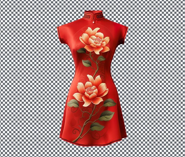 PSD magnificent red cheongsam isolated on transparent background