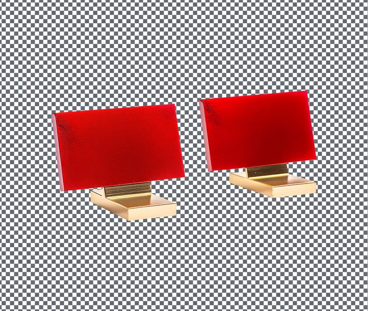 PSD magnificent red and gold place card isolated on transparent background