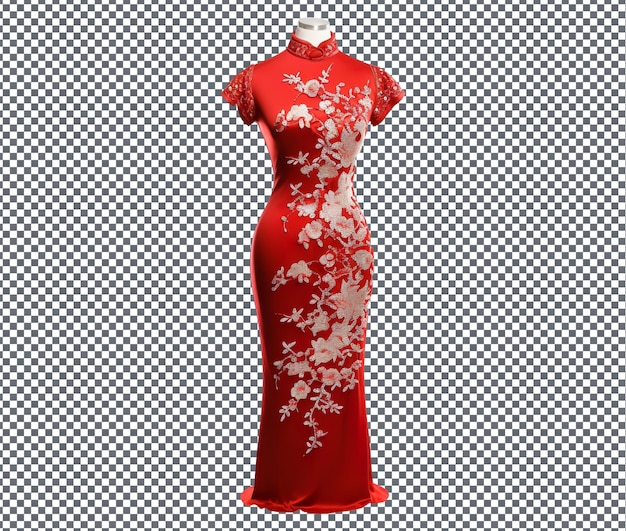 magnificent red velvet cheongsam isolated on transparent background