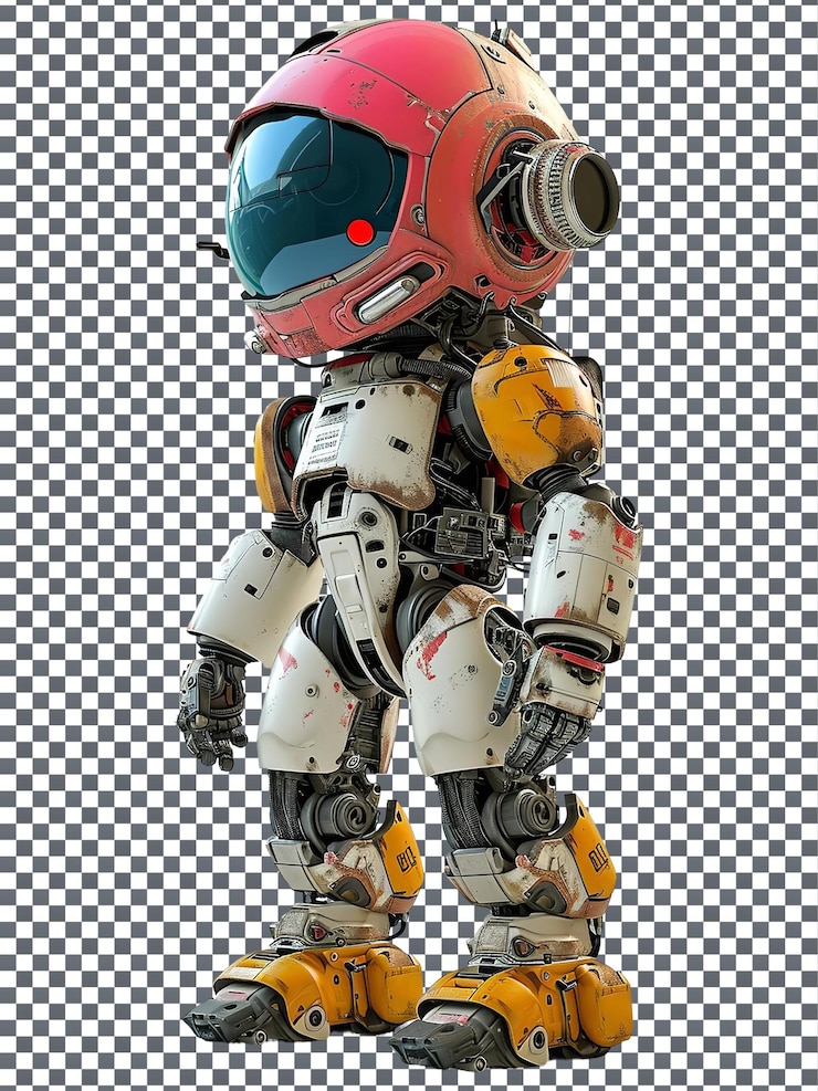 PSD magnificent sci fi mech robot rig isolated on transparent background