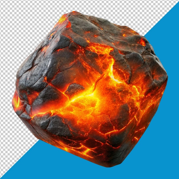 PSD magnificent searing ember stone on transparent background