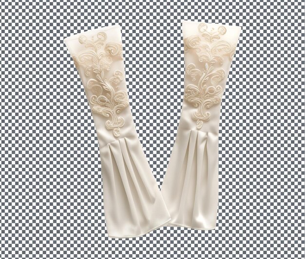 PSD magnificent silk and lace bridal gloves isolated on transparent background