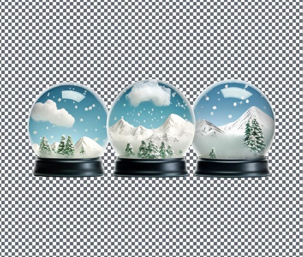 Magnificent snow globes glass isolated on transparent background