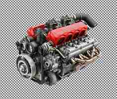 PSD magnificent sports car engine isolated on transparent background