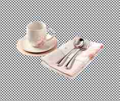 PSD magnificent tableware plates cups isolated on transparent background