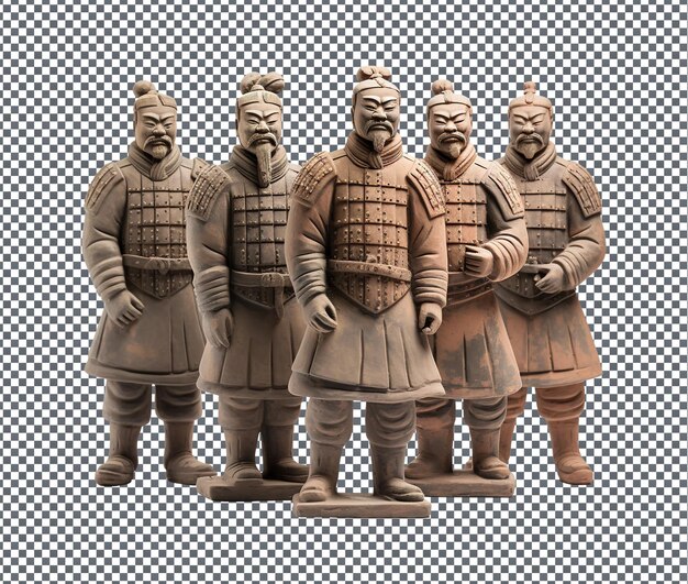 PSD magnificent terracotta warriors isolated on transparent background