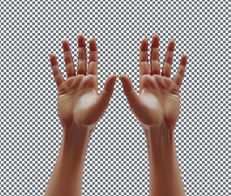 PSD magnificent two hands raised isolated on transparent background