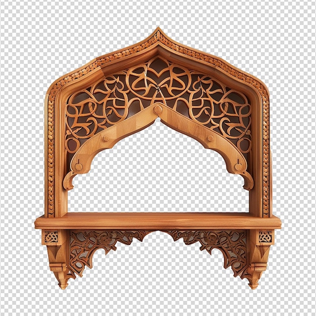 Magnificent and useful islamic themed wall shelf isolated on transparent background