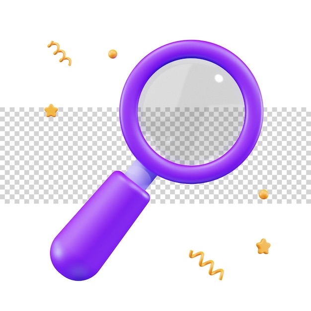 Magnifier zoom tools search analyze 3d rendering for website or app