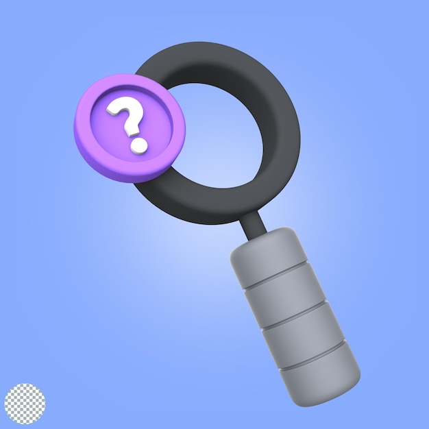 Magnifying glass 3d illustration isolated research icon question sign