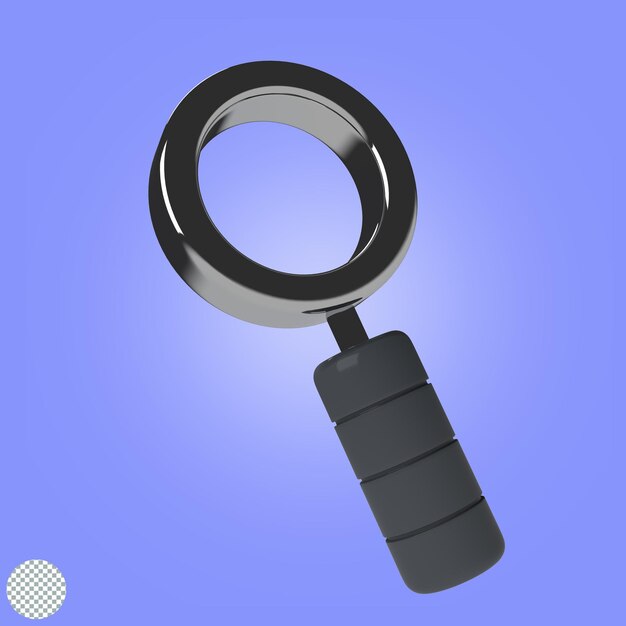 PSD magnifying glass 3d illustration isolated research icon