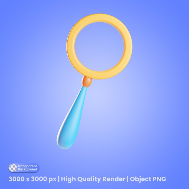 PSD magnifying glass 3d illustration