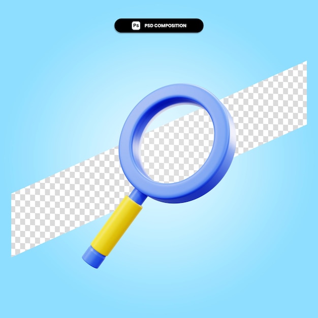 Magnifying glass 3d render illustration isolated