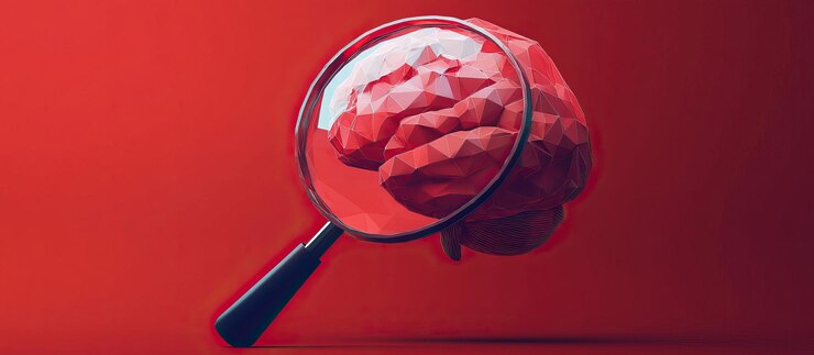 PSD magnifying glass over brain
