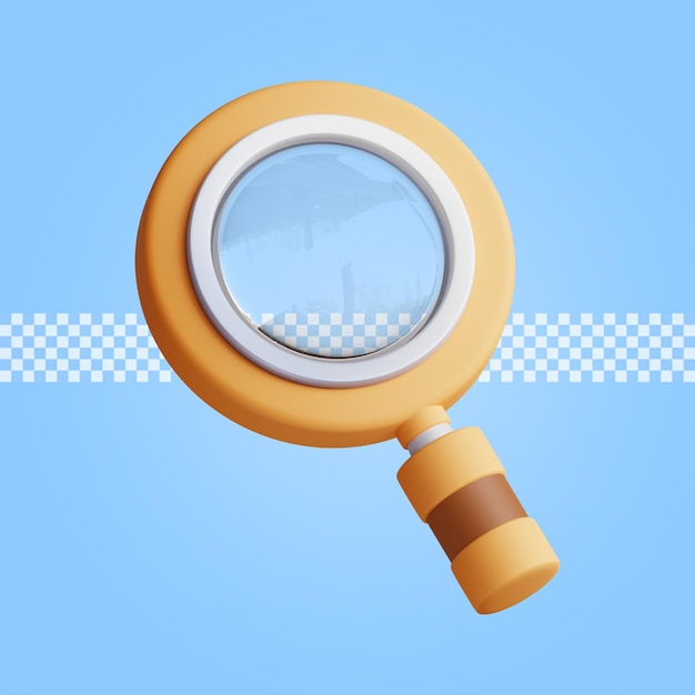 Magnifying glass icon 3d render isolated premium psd