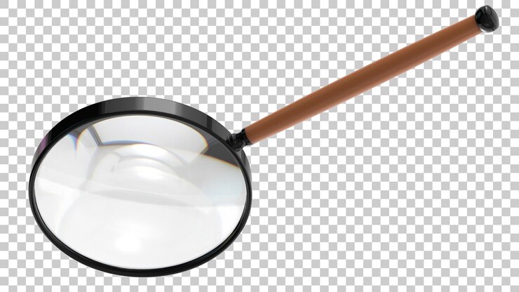 PSD magnifying glass isolated on transparent background 3d rendering illustration