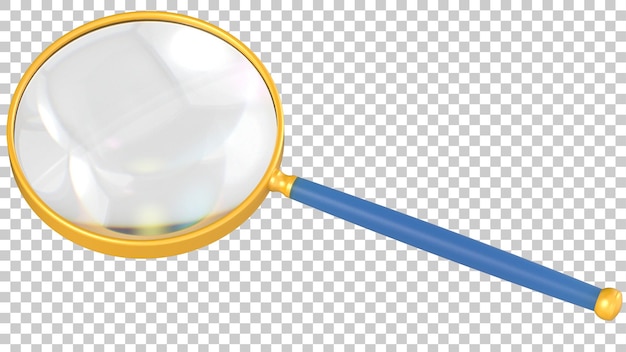 PSD magnifying glass isolated on transparent background 3d rendering illustration