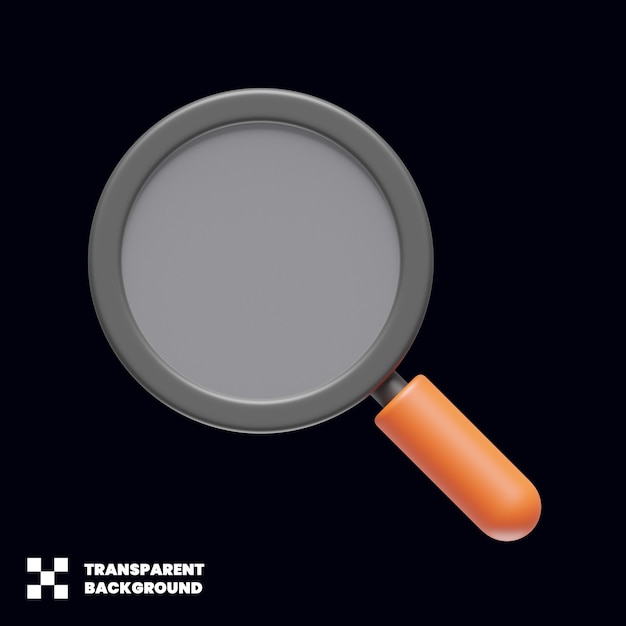 Magnifying glass research icon in 3d render