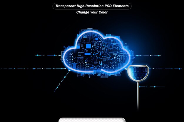 PSD Увеличительное стекло сканирует облако и идентифицирует компьютерный вирус