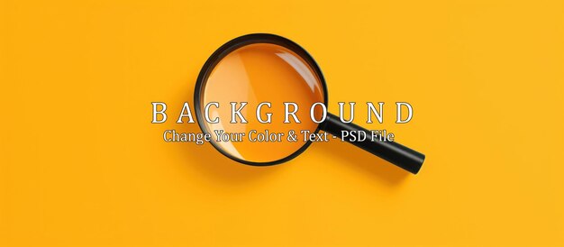 PSD magnifying glass on yellow background