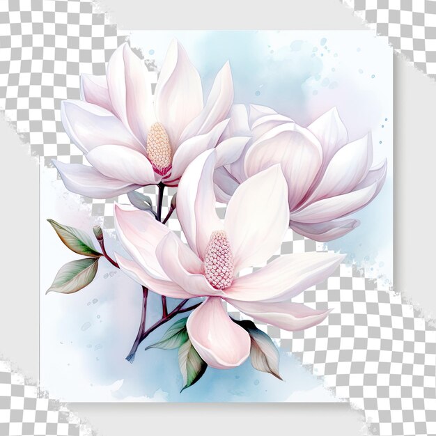 Magnolia illustratie op aquarel transparante achtergrond