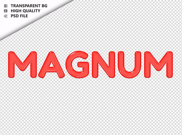 PSD magnum typography red text glosy glass psd transparent